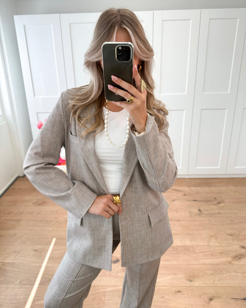 Bruine oversized blazer, pak / suit